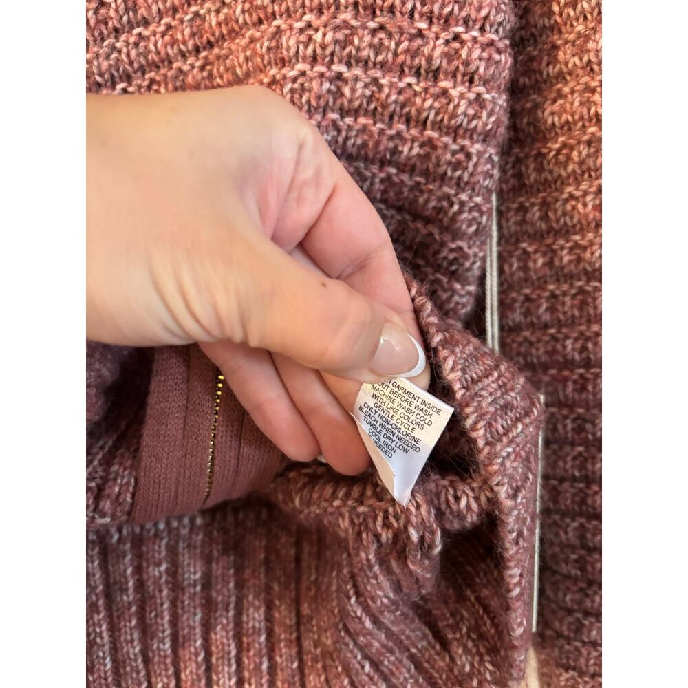 Joie Women’s Chunky Knit Sweater Cardigan Zip Up Pink Collared 2 Side Zipper S - Picture 3 of 7